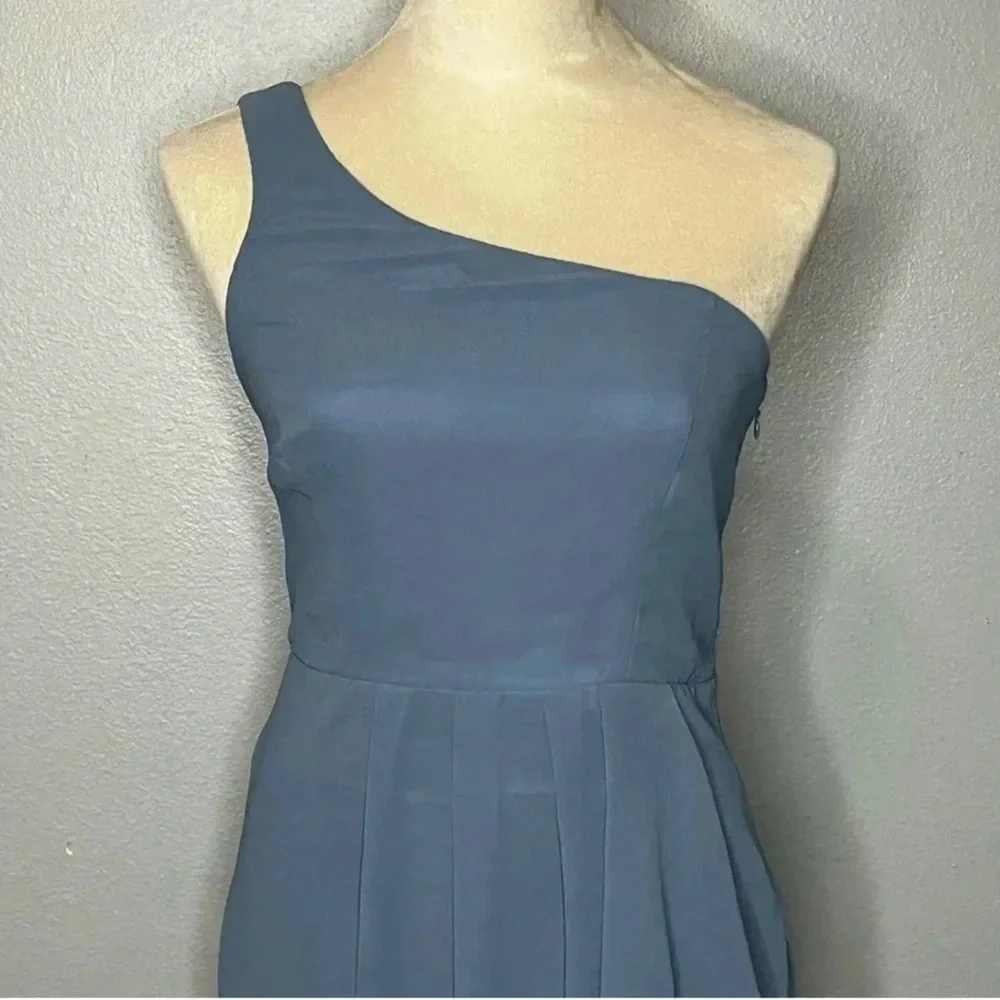 ✝️ Lulu’s | Elegant Blue One-Shoulder Dress - Picture 2 of 9